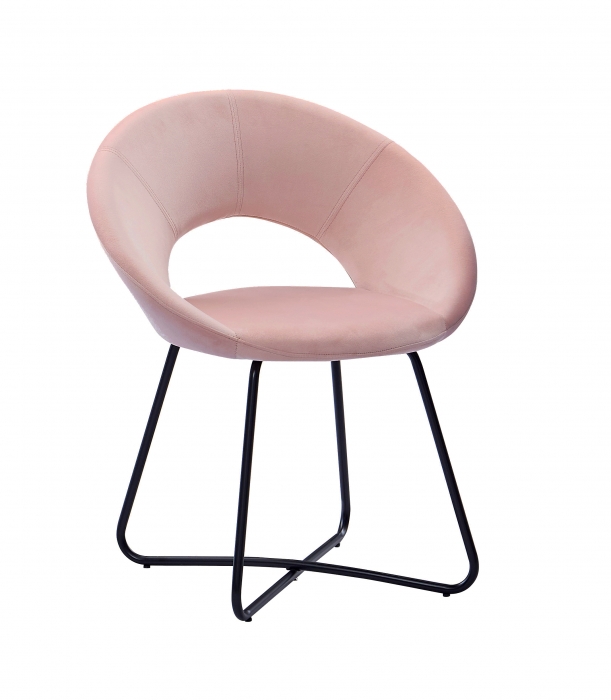  Schalenstuhl Samtbezug rosa Gestell schwarz LENNY itemprop=