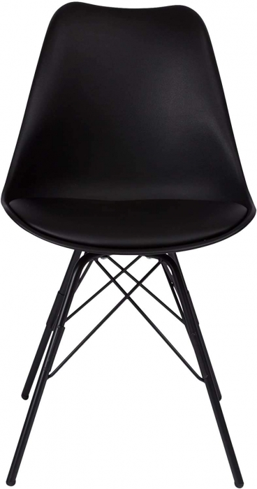 Essgruppe 140 cm Akazie cognacfarben V-Gestell schwarz mit 4 Stühlen VIENNA itemprop=