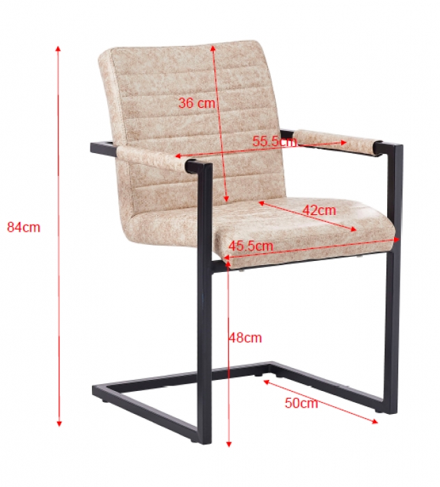 Esszimmerstuhl Freischwinger Beige Stoffbezug Eisengestell PARZIVO itemprop=