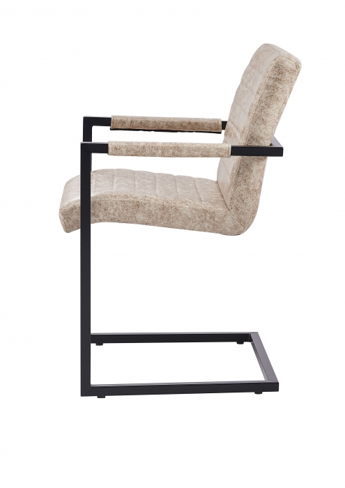 Esszimmerstuhl Freischwinger Beige Stoffbezug Eisengestell PARZIVO itemprop=