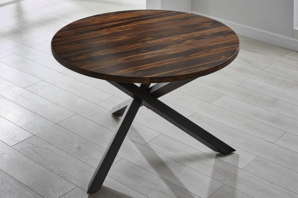  Esszimmertisch rund 120 cm Akazie wengefarben schwarz SANDY itemprop=