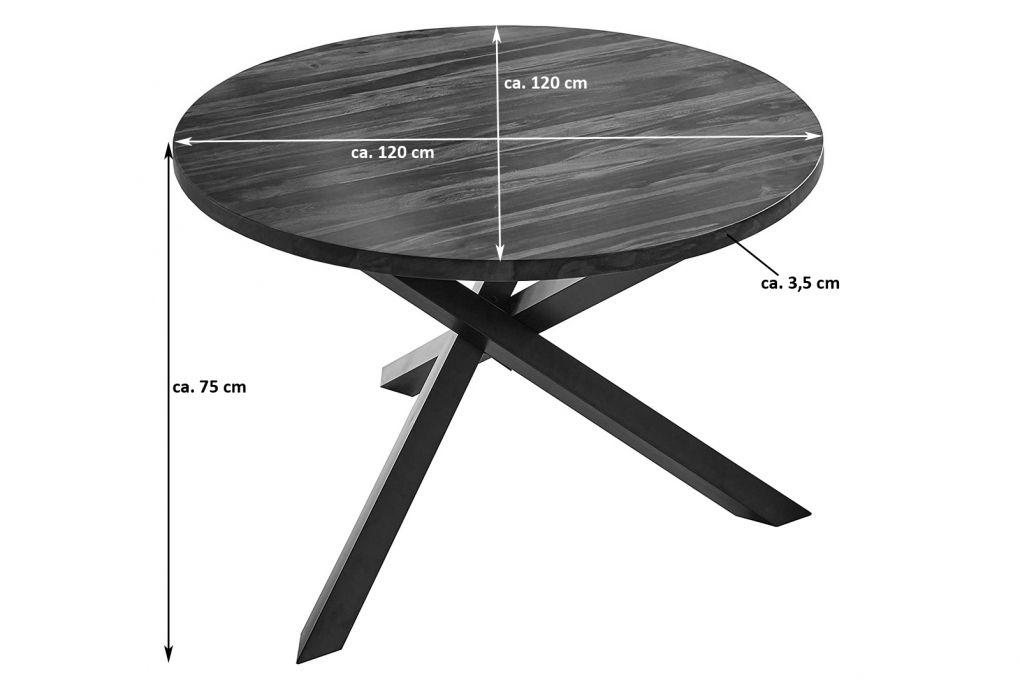  Esszimmertisch rund 120 cm Akazie wengefarben schwarz SANDY itemprop=