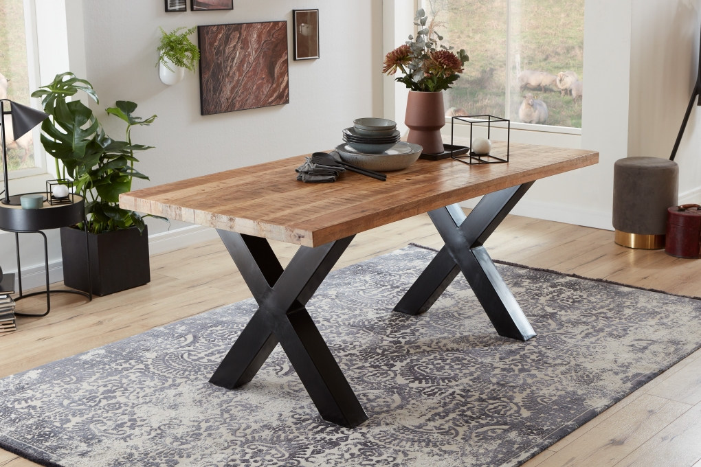 SAM® Edler Esszimmertisch Mangoholz massiv naturfarben 180x90 cm MANILO itemprop=