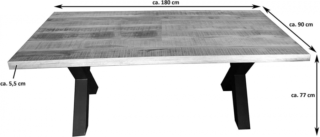 SAM® Edler Esszimmertisch Mangoholz massiv naturfarben 180x90 cm MANILO itemprop=