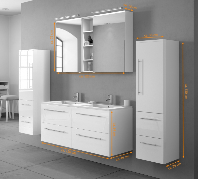 SAM® Badmöbel Set 4tlg Doppelwaschtisch 120 cm trüffeleiche VALERIE itemprop=