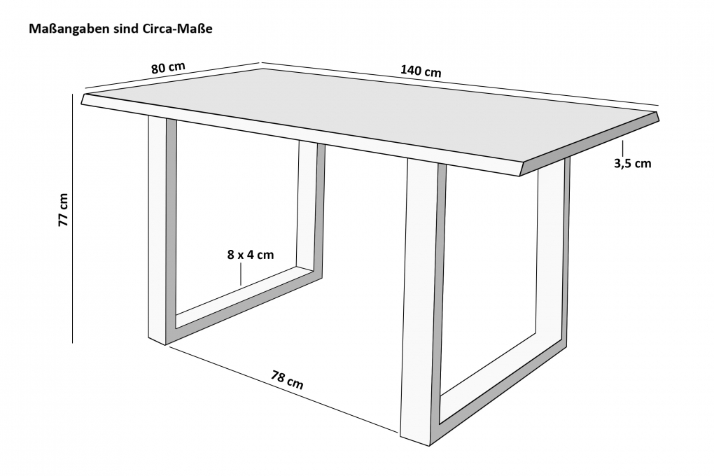 SAM® Esstisch Baumkante massiv Akazie natur 140 x 80 silber LIAM itemprop=