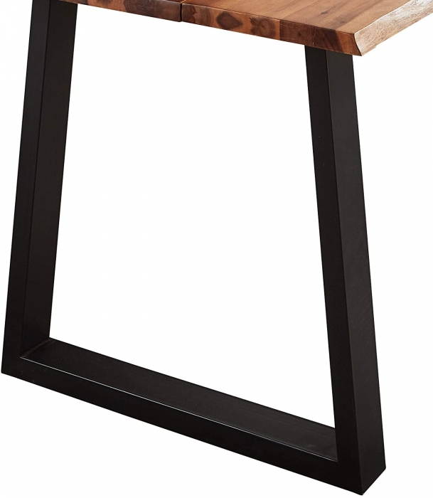 Essgruppe 120 cm Akazie cognacfarben V-Gestell schwarz mit 6 Stühlen WIEN itemprop=