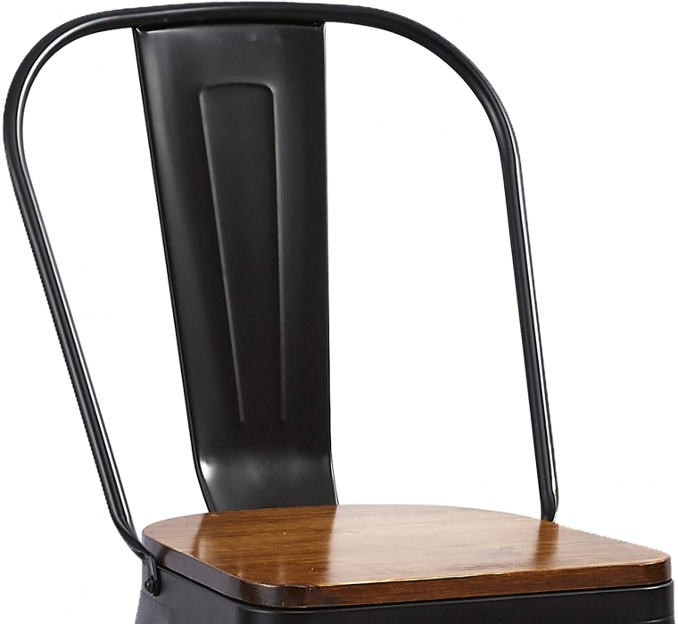 Essgruppe 120 cm Akazie cognacfarben V-Gestell schwarz mit 6 Stühlen WIEN itemprop=