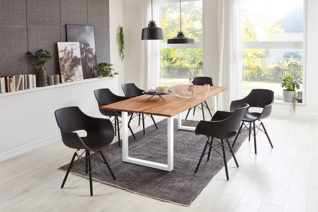  Esstisch Baumkante Massiv Wildeiche 220 x 100 weiß SESSA itemprop=