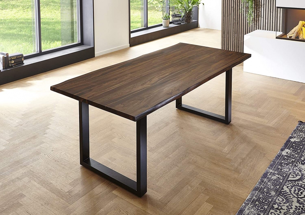 Essgruppe 140 cm wengefarben U-Gestell schwarz mit 6 Stühlen DANIELLE itemprop=