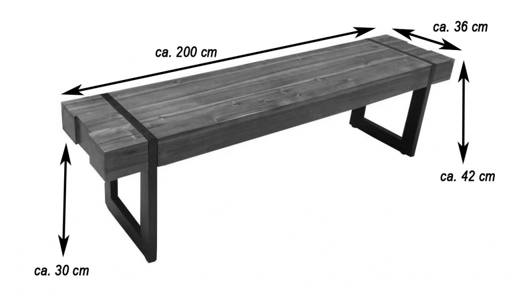 Essgruppe 200 cm Akazie cognacfarben Kufengestell schwarz mit 4 Stühlen und 1 Sitzbank LUPIN itemprop=