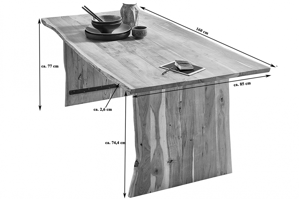 SAM® Trendiger Esszimmertisch Baumkante 160 cm Akazie massiv naturfarben Henry itemprop=