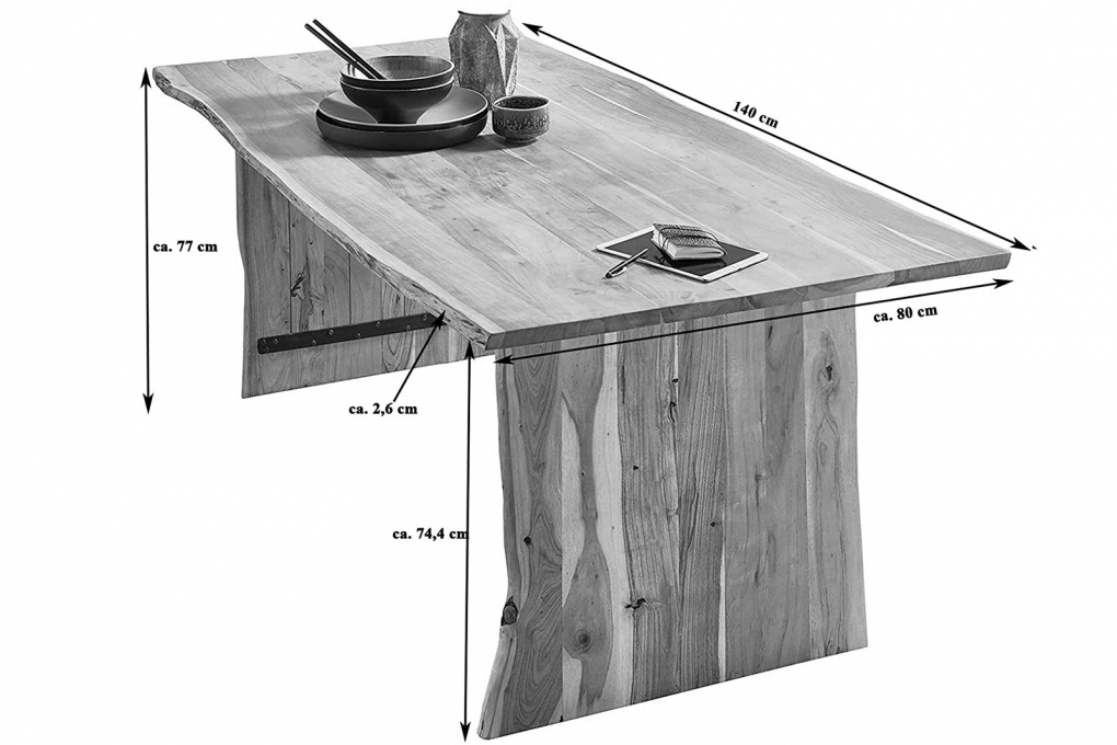 SAM® Trendiger Esszimmertisch Baumkante 140 cm Akazie massiv naturfarben Henry itemprop=