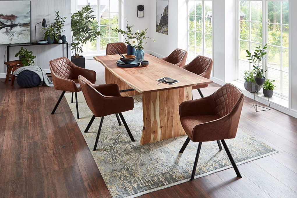  Trendiger Esszimmertisch 120 cm Akazie massiv naturfarben Henry itemprop=