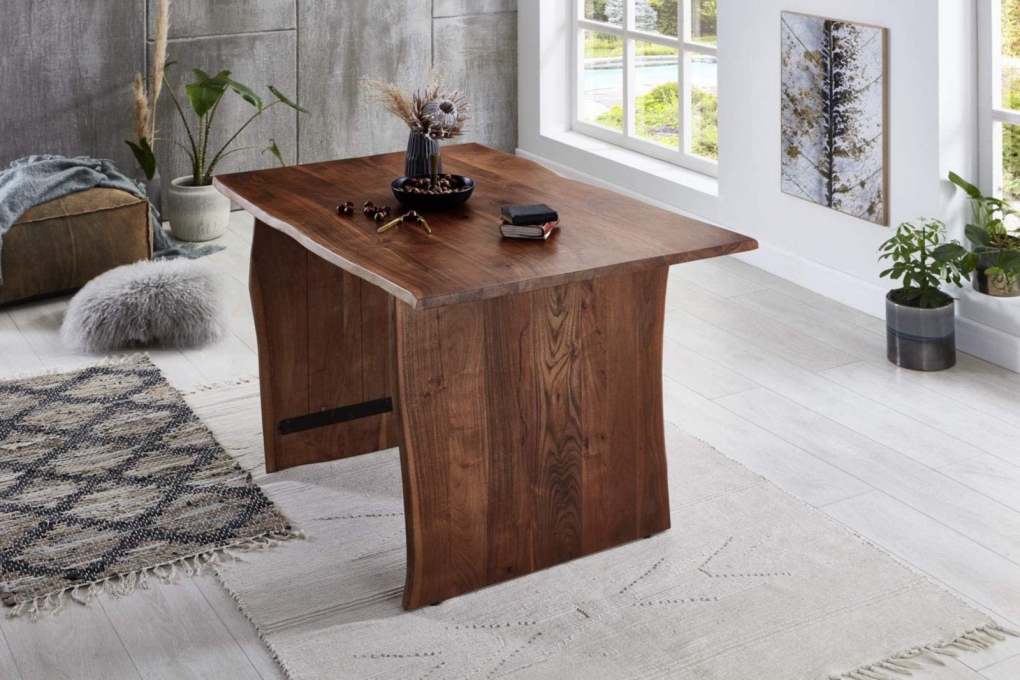  Trendiger Esszimmertisch 140 cm Akazie massiv nussbaumfarben Henry itemprop=