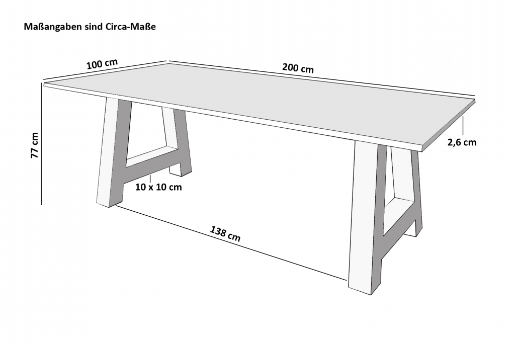 SAM® Esstisch Baumkante massiv Akazie Natur 200 x 100 A-Gestell schwarz ATHEN itemprop=