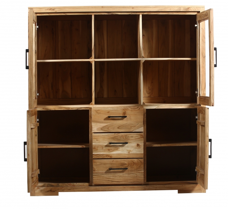 Highboard 140 x 45 x 150 cm Akazienholz naturfarben SARAH itemprop=