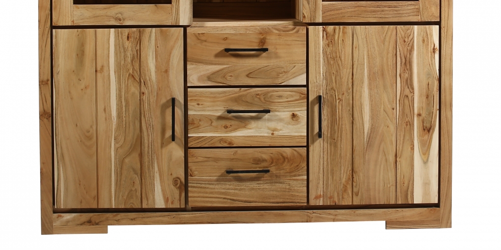 Highboard 140 x 45 x 150 cm Akazienholz naturfarben SARAH itemprop=