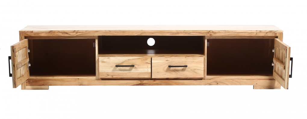 Lowboard TV-Schrank 205 x 50 x 45 cm Akazienholz naturfarben SARAH itemprop=