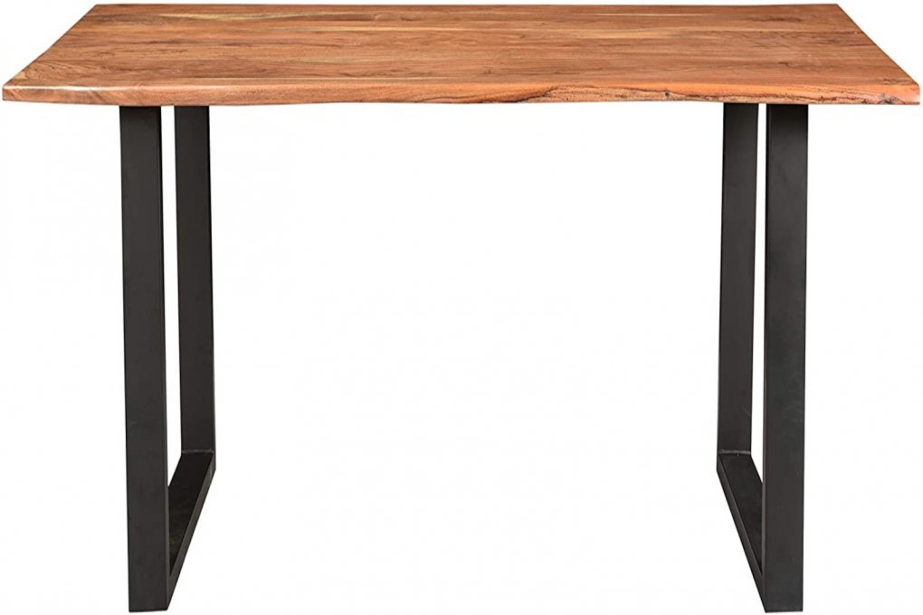  Esstisch Baumkante massiv Akazie natur 130 x 75 cm U-Gestell schwarz INSA itemprop=