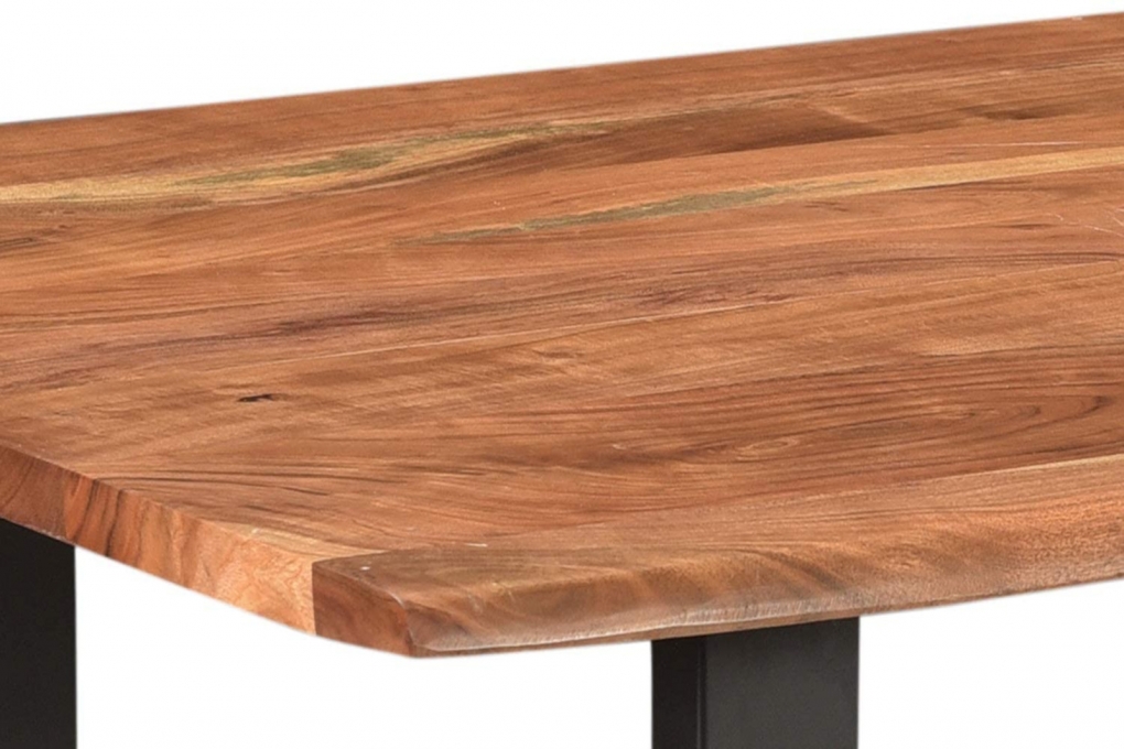  Esstisch Baumkante massiv Akazie natur 130 x 75 cm U-Gestell schwarz INSA itemprop=