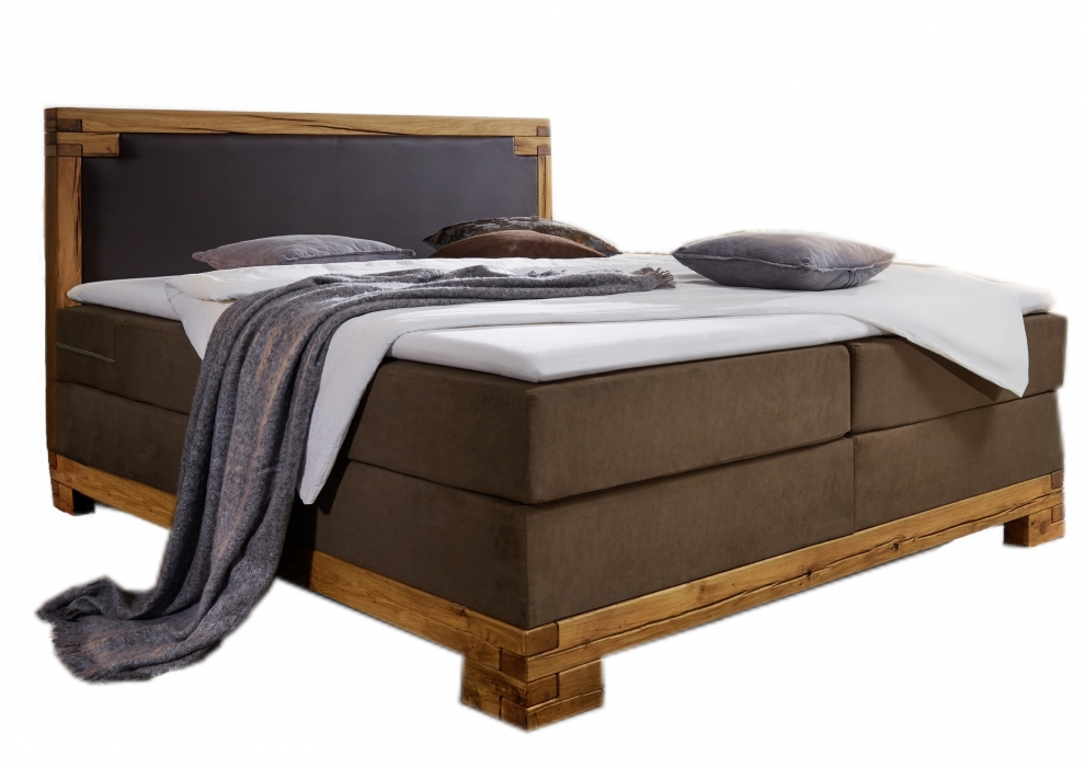 SAM® Boxspringbett 180 x 200 cm Stoff- und Kunstlederbezug braun BARRINGTON itemprop=