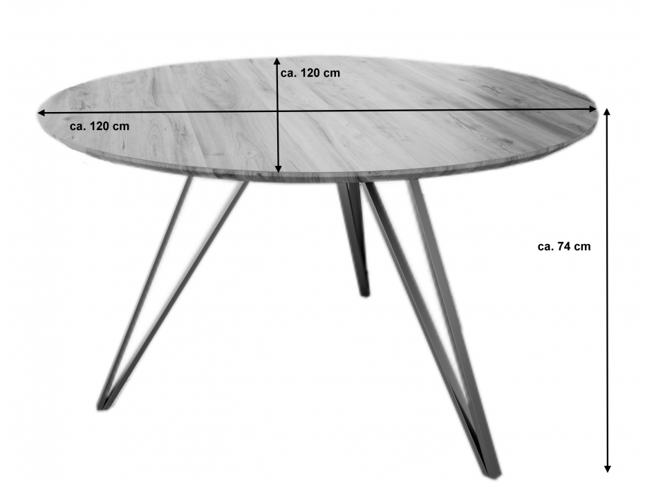 Essgruppe 120 cm Akazie naturfarben Metallfuß schwarz mit 4 Stühlen INSA itemprop=