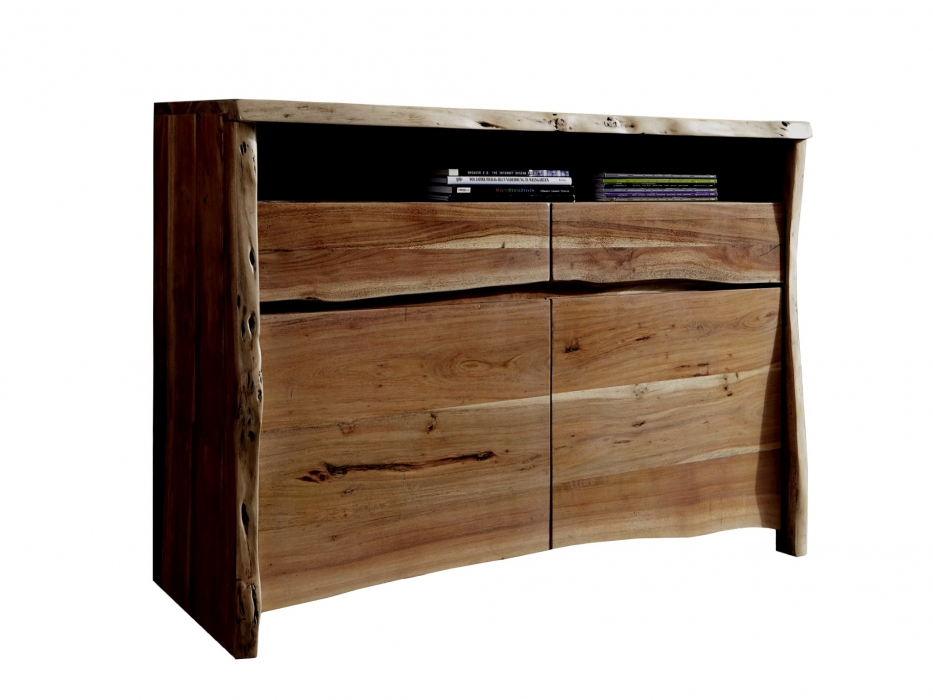 Sideboard 131 x 96 x 45 cm Akazienholz massiv nussbaumfarben NILS I itemprop=