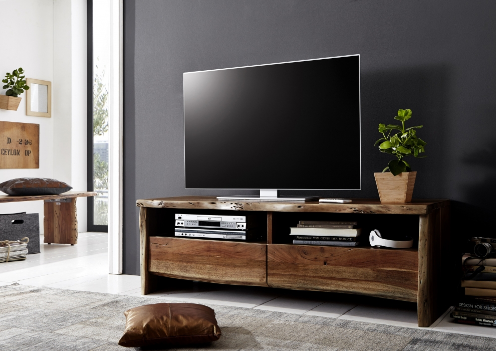 Lowboard TV-Schrank 151 x 50 x 45 cm Akazienholz nussbaumfarben NILS I itemprop=