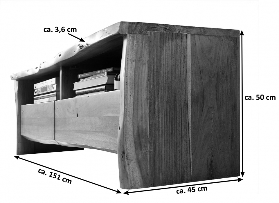 Lowboard TV-Schrank 151 x 50 x 45 cm Akazienholz nussbaumfarben NILS I itemprop=