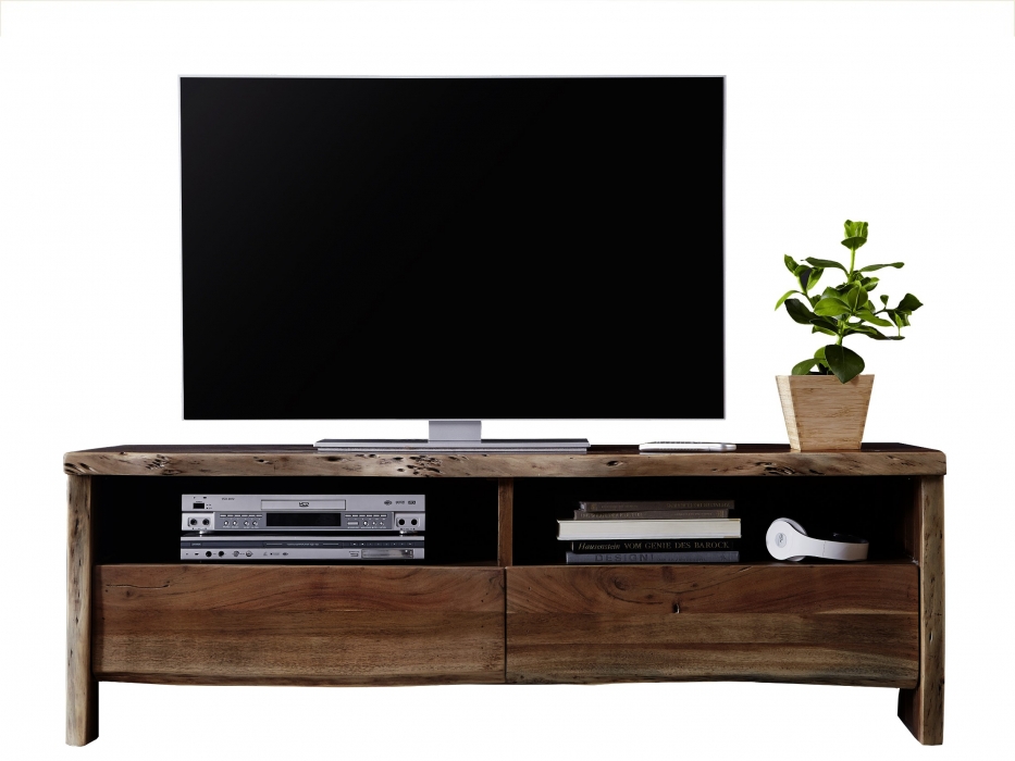 Lowboard TV-Schrank 151 x 50 x 45 cm Akazienholz nussbaumfarben NILS I itemprop=