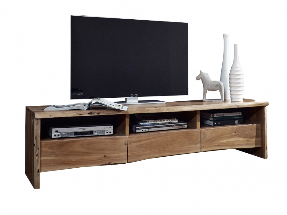 Lowboard TV-Schrank 191 x 50 x 45 cm Akazienholz naturfarben NILS II itemprop=