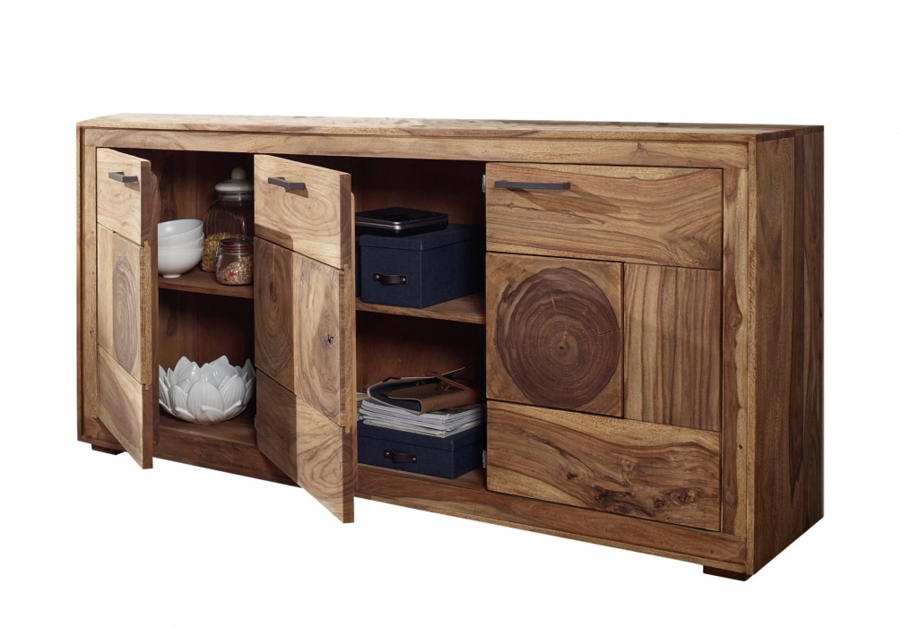 Sideboard 170 x 82,5 x 40 cm Akazienholz massiv naturfarben NORA itemprop=