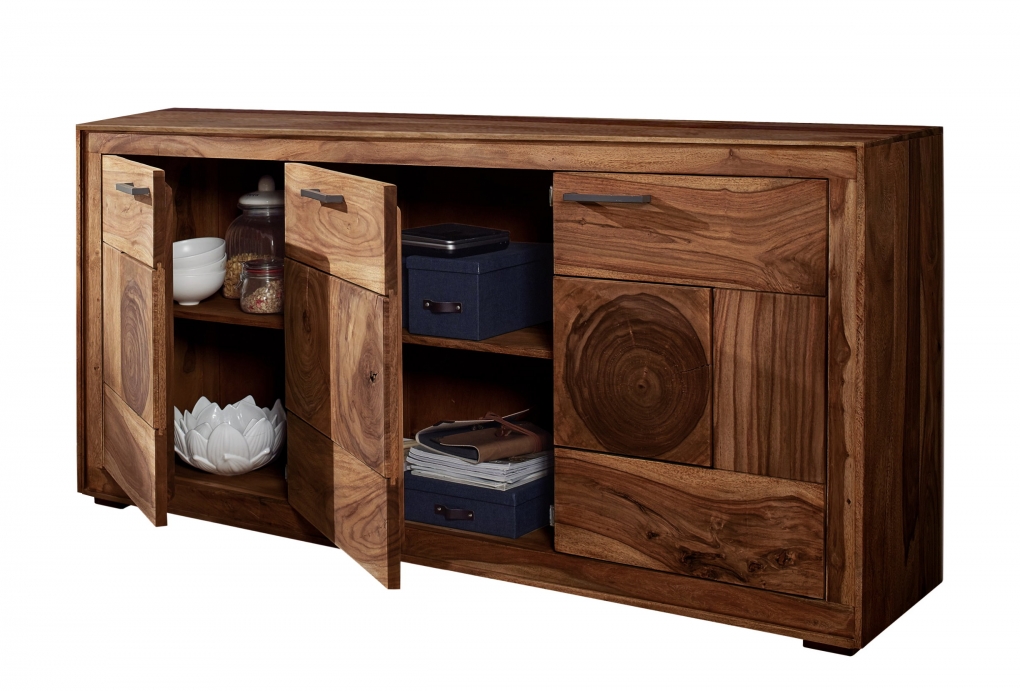 Sideboard 170 x 82,5 x 40 cm Akazienholz massiv nussbaumfarben NORA itemprop=