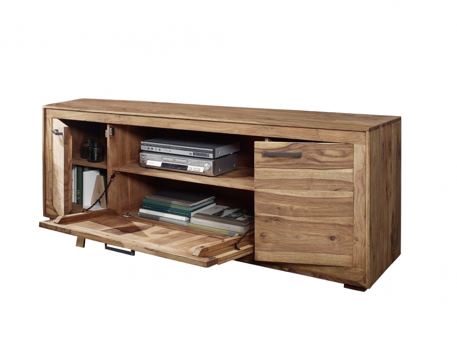 Lowboard TV-Schrank 178 x 62,5 x 46 cm Akazienholz naturfarben NORA III itemprop=