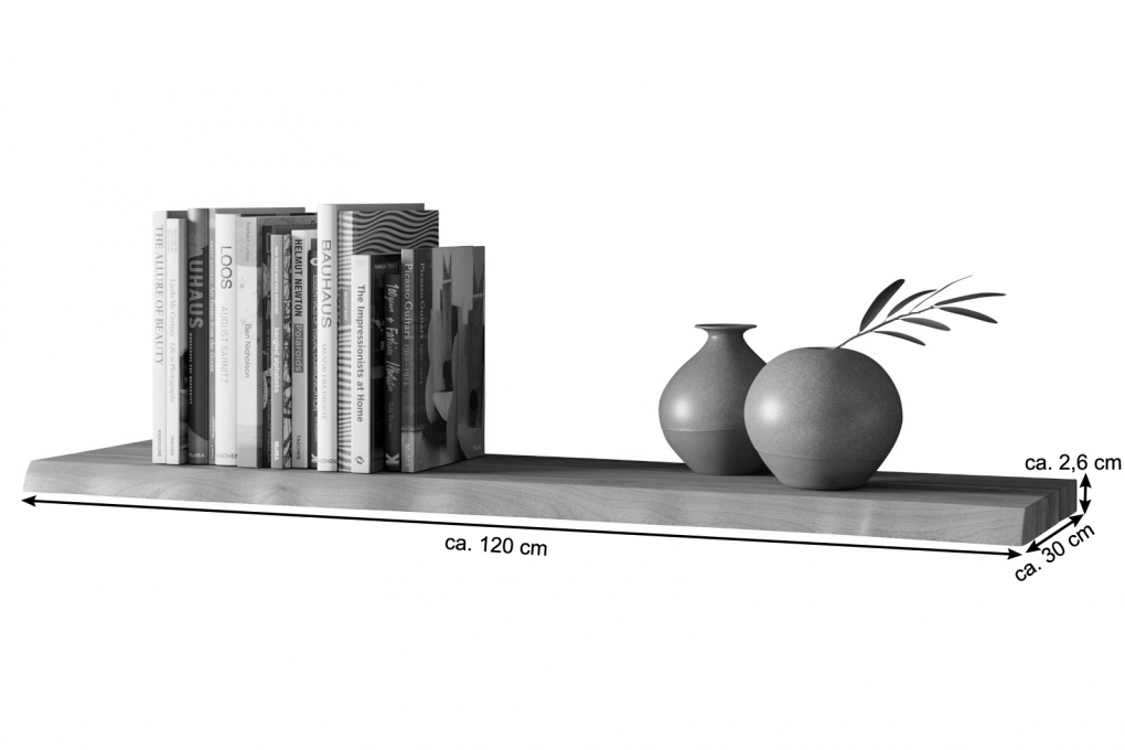 Baumkanten Wandregal Akazienholz 120 cm naturfarben SUVA itemprop=