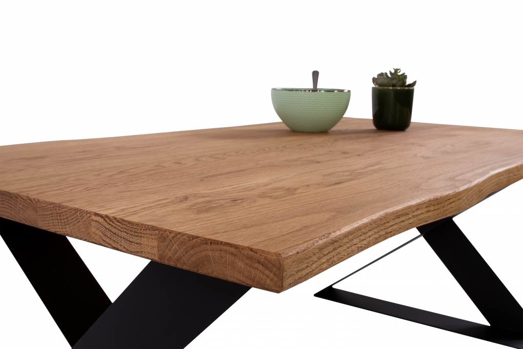 Couchtisch Baumkante Industrial-Design Wildeiche massiv 110x60 cm schwarz MOLITOR itemprop=
