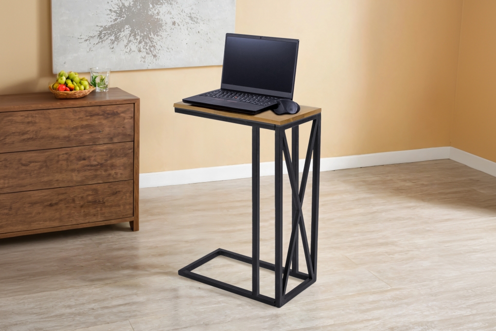 Beistelltisch Laptoptisch massiv natur 47,5x27x67,5 cm Akazie schwarz GRANADA itemprop=