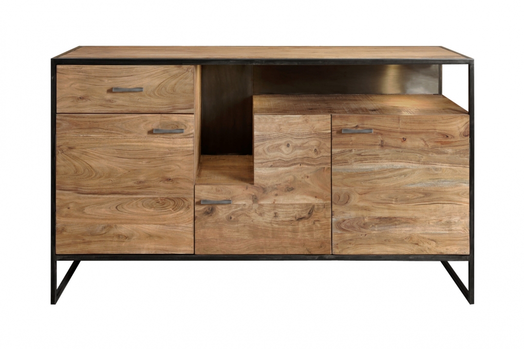 Sideboard Kommode 175 x 85 x 45 cm Akazienholz stonefarben SYDNEY itemprop=