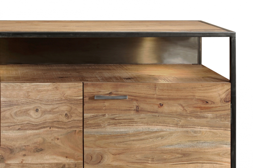 Sideboard Kommode 175 x 85 x 45 cm Akazienholz stonefarben SYDNEY itemprop=