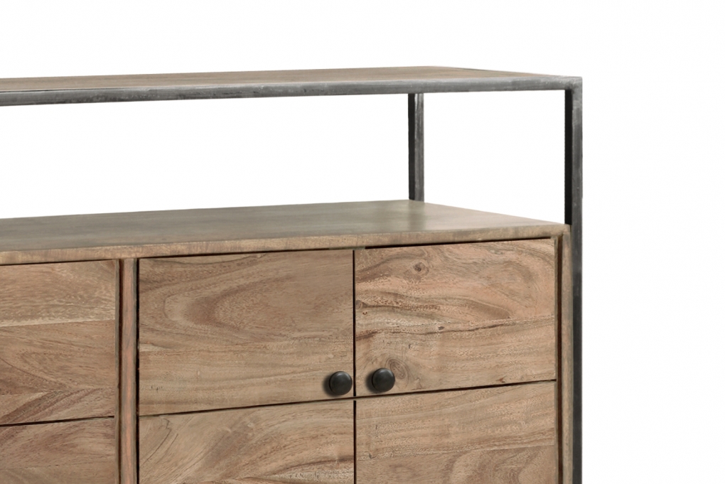 Sideboard Kommode 150 x 83 x 40 cm Akazienholz stonefarben SYDNEY itemprop=