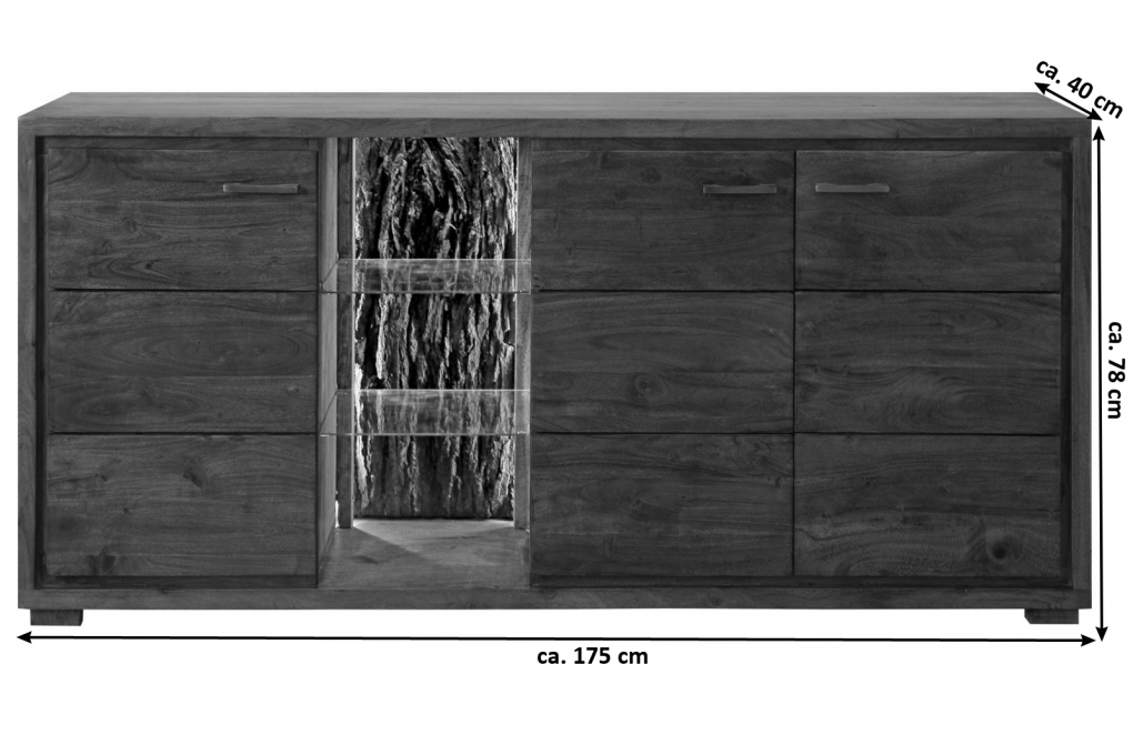 Sideboard Kommode 175 x 78 x 40 cm Akazienholz nougatfarben KATI itemprop=