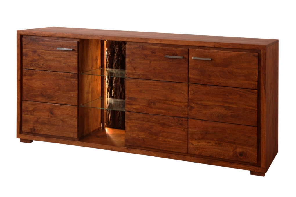 Sideboard Kommode 175 x 78 x 40 cm Akazienholz nougatfarben KATI itemprop=