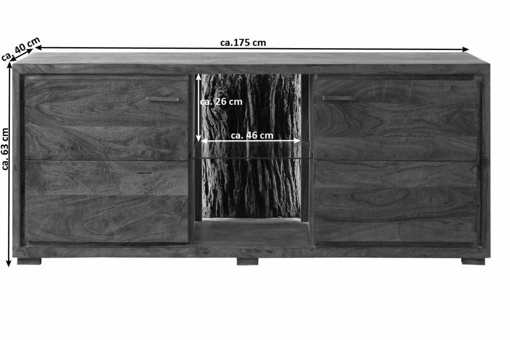 Lowboard TV-Board 175 x 63 x 40 cm Akazienholz nougatfarben KATI itemprop=