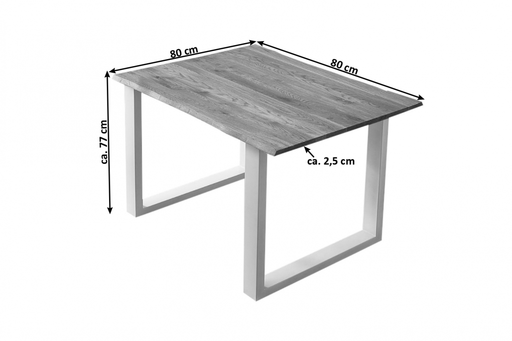 SAM® Esstisch Baumkante Massiv Wildeiche 80 x 80 weiß SESSA itemprop=