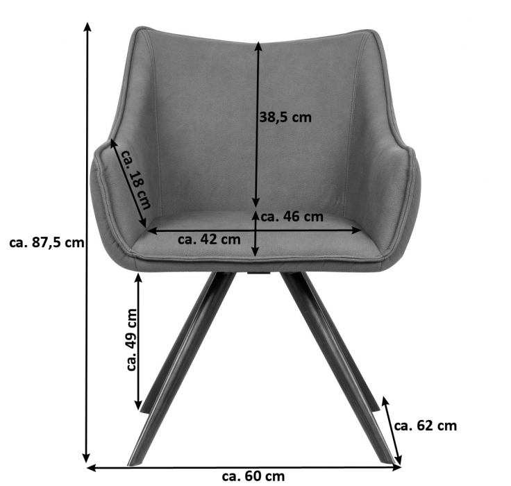 Esszimmerstuhl Drehstuhl mit Armlehnen grau schwarz MARKO itemprop=