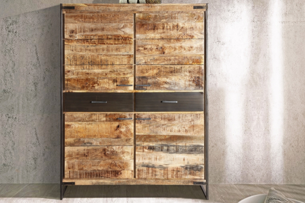 Highboard 120 x 160 x 40 cm Mangoholz massiv ARTA itemprop=