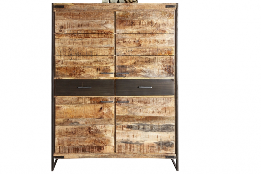 Highboard 120 x 160 x 40 cm Mangoholz massiv ARTA itemprop=