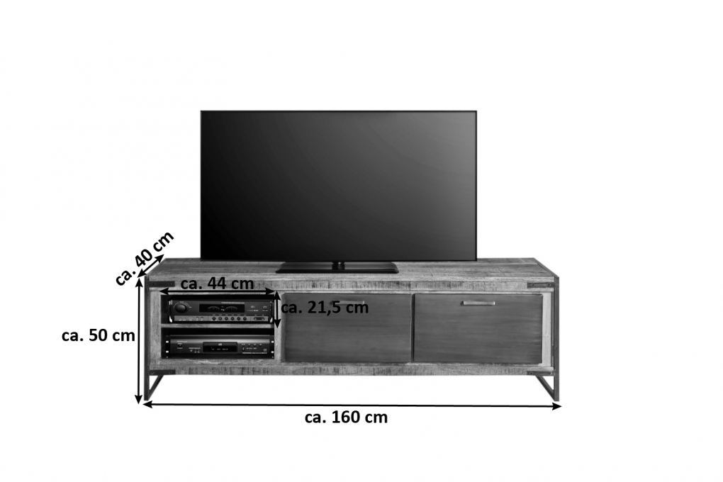 Lowboard TV-Board 160 x 50 x 40 cm Mangoholz massiv ARTA itemprop=