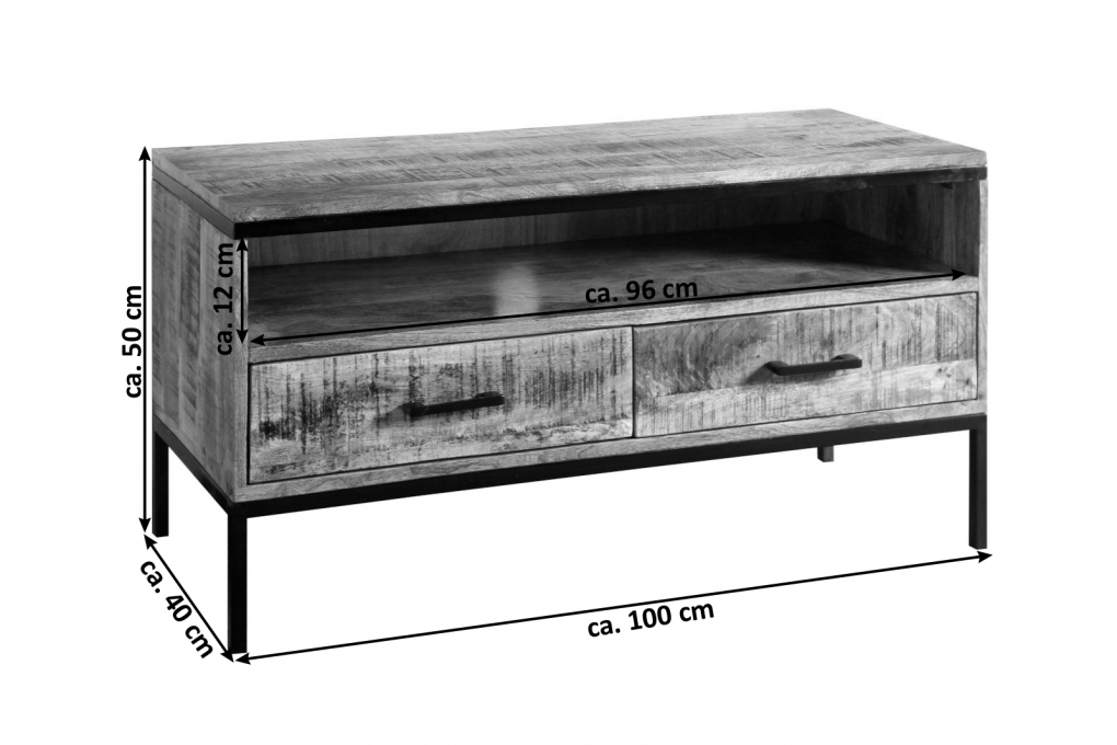 Lowboard TV-Board 100 x 50 x 40 cm Mangoholz massiv ARTA itemprop=